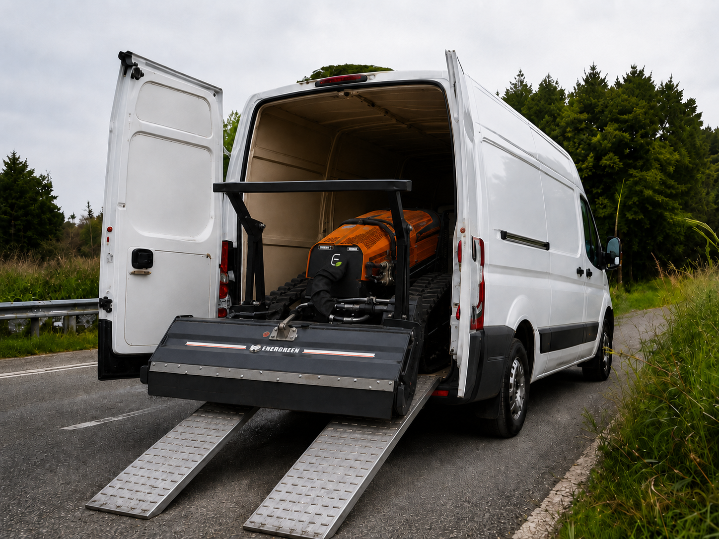 Transporte del robot en furgoneta